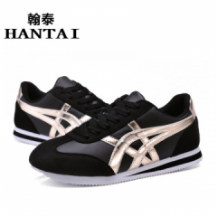 情侶男休閑運動鞋時尚耐磨阿甘情侶跑鞋-黑金